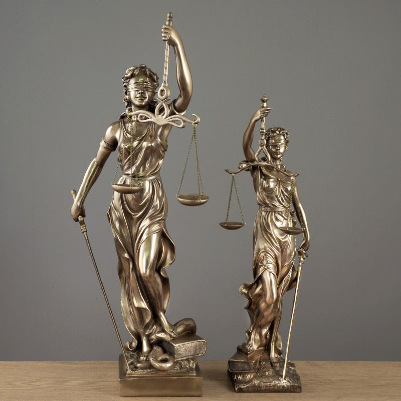 Lady Justice Statue – Elegant European Resin & Copper Figurine