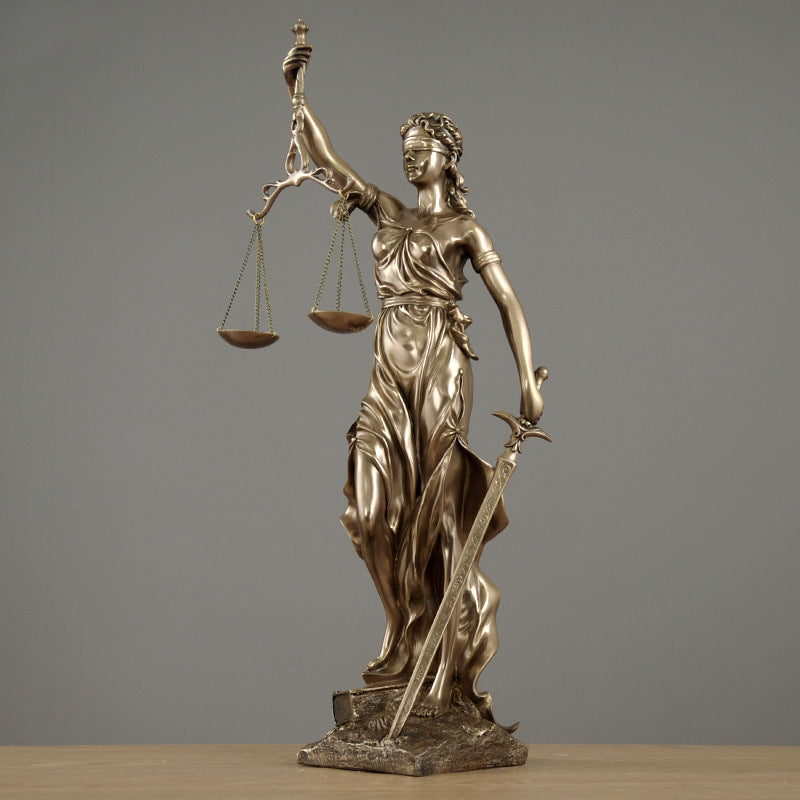 Lady Justice Statue – Elegant European Resin & Copper Figurine