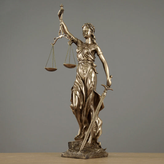 Lady Justice Statue – Elegant European Resin & Copper Figurine