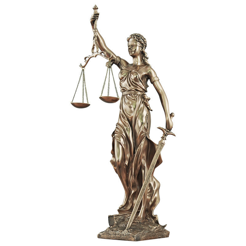 Lady Justice Statue – Elegant European Resin & Copper Figurine