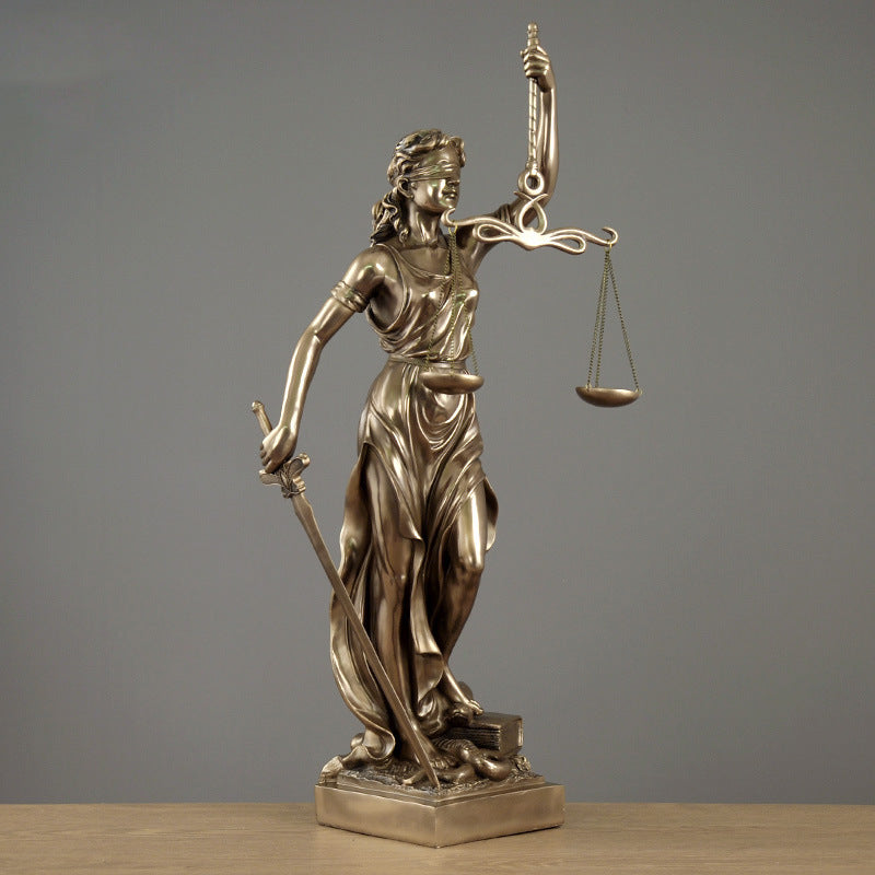 Lady Justice Statue – Elegant European Resin & Copper Figurine