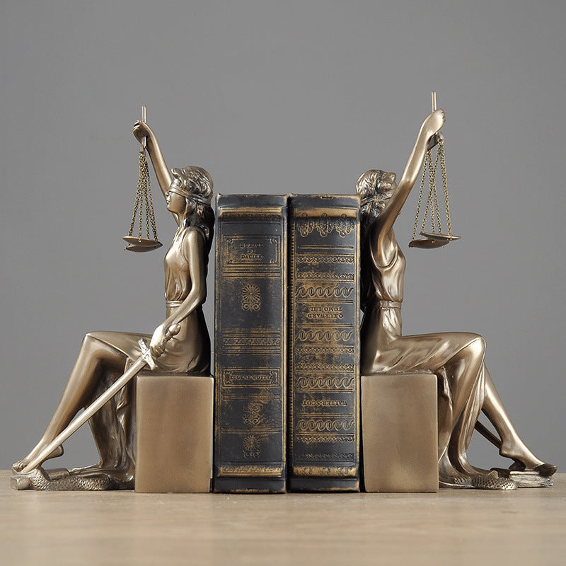 Lady Justice Statue – Elegant European Resin & Copper Figurine