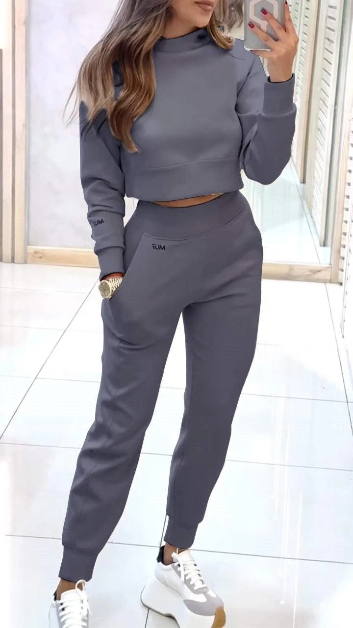 Cozy Chic Two Piece Lounge Set - Cropped Top & Joggers